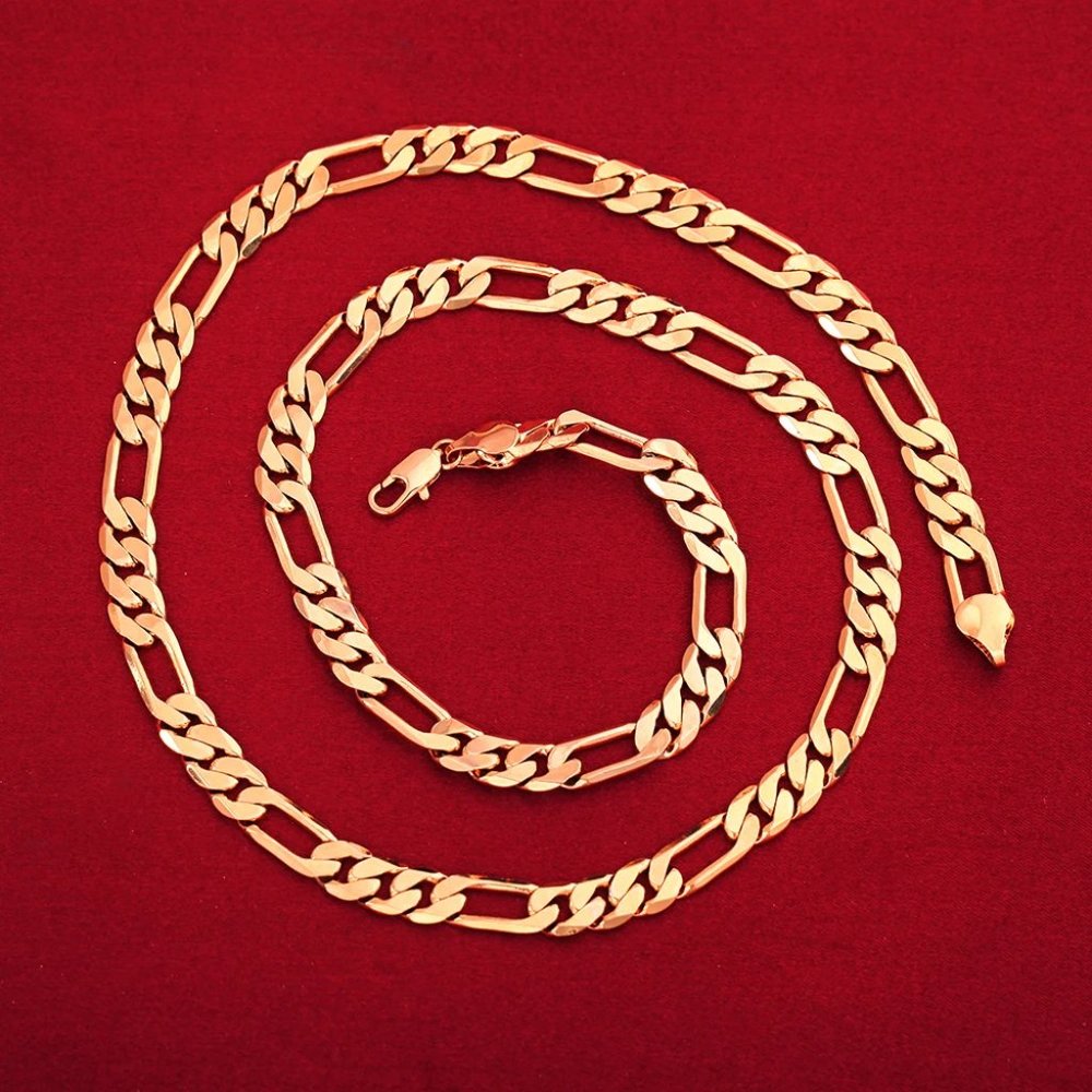 20 Inch Figaro Necklace 8mm Wide 18K Yellow Gold - Picture 9 of 9